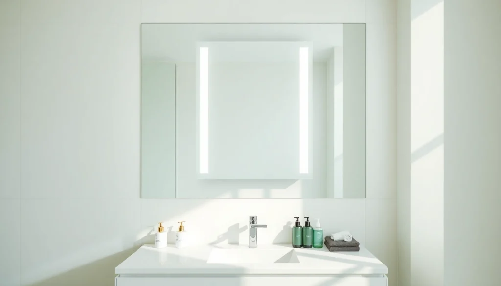 Illuminate your space with a contemporary bathroom mirror with LED light, showcasing elegance and functionality.