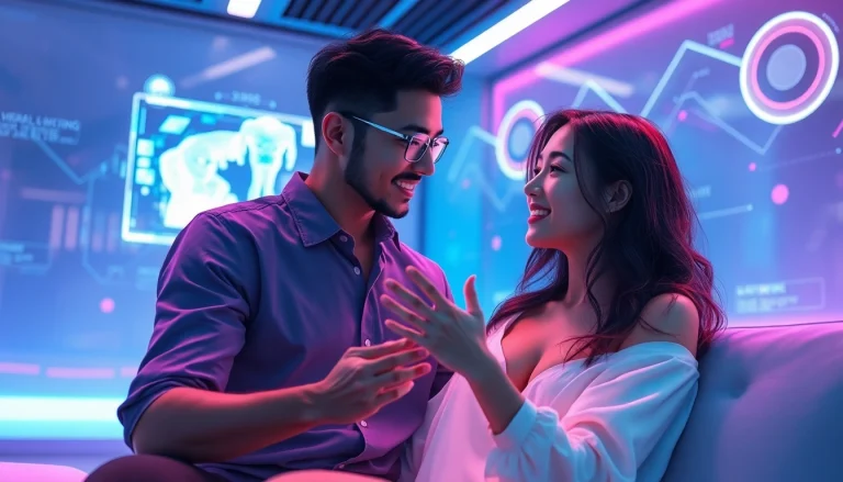 Explore a friendly interaction with a free NSFW character AI in a futuristic virtual space.