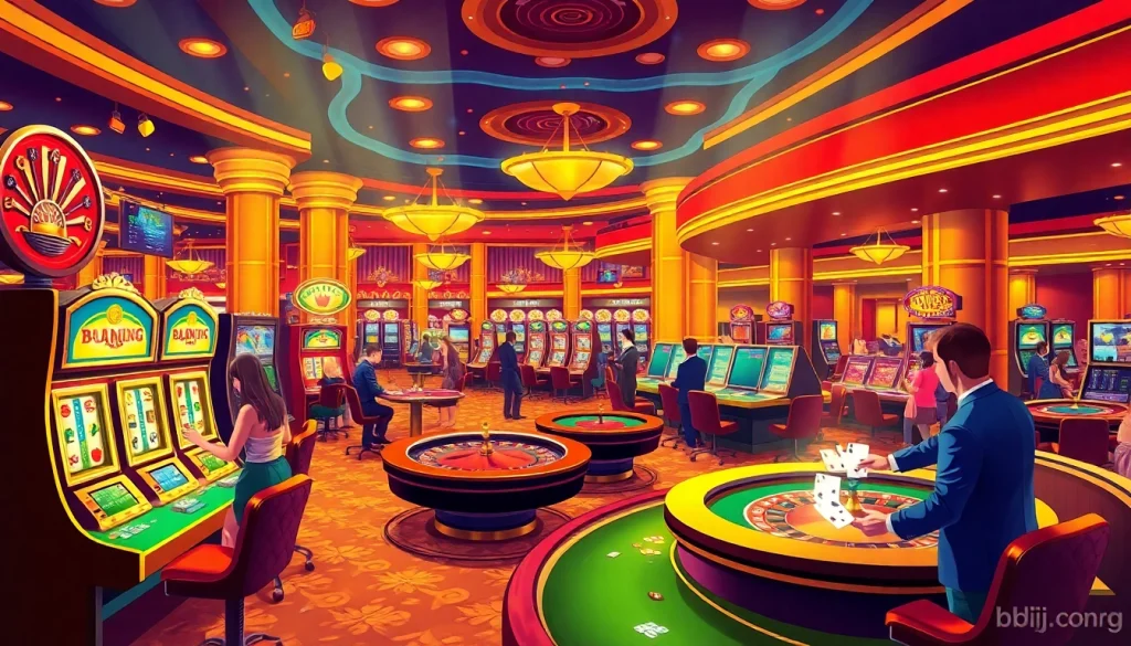 Players enjoying an exciting gaming experience at bdjl.org's luxurious casino floor.