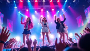Blackpink news features the group performing live, highlighting their dynamic energy and fashion.