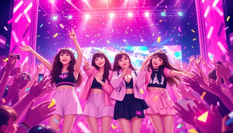 Blackpink news featuring concert scene with dynamic performances and vibrant audience engagement.