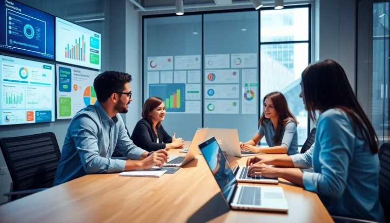 Engaging team discussing strategies for https://www.maeden.com/en in a modern office setting.