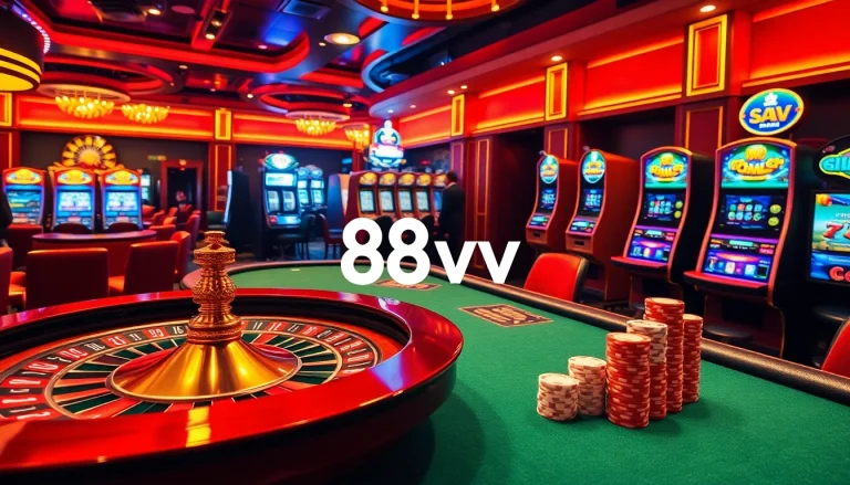 Players enjoy an exciting gaming experience at 88vv casino, featuring roulette and poker chips.