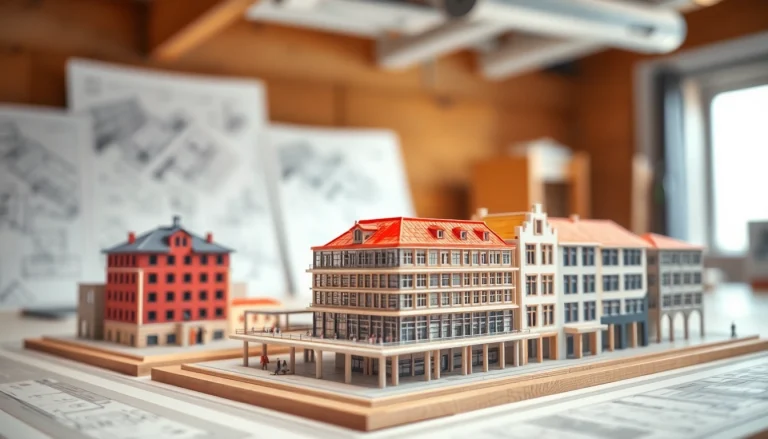 Erstellen Sie ein architekturmodellbau Stuttgart mit komplexen Details und lebendiger Präsentation.