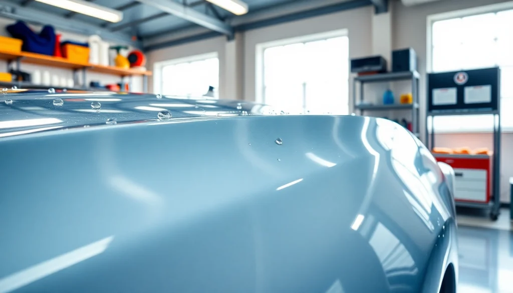 Experience exceptional car detailing Chattanooga with a shining car and professional tools in a bright workshop.
