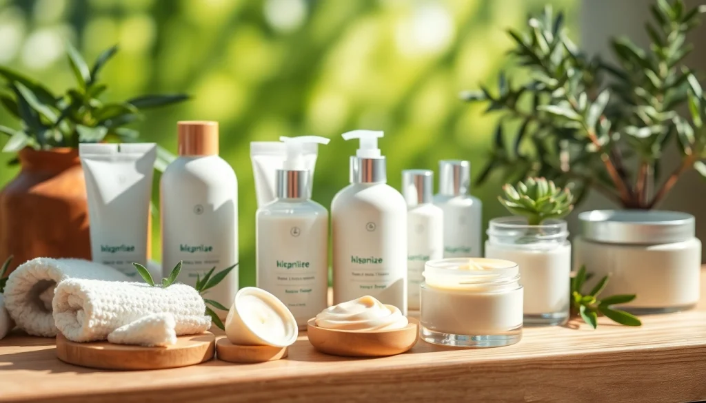 Ekologiska kosmetika ant natūrala medžio staliuko, su augalų akcentais ir šviesia aplinka.