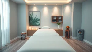 차분한 분위기의 전문적인 출장마사지 치료실.