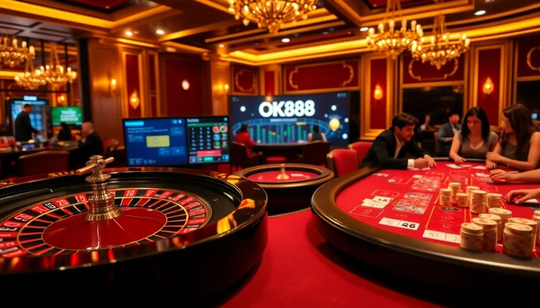 Engage in thrilling gameplay at OK88, where vibrant casino elements come to life.