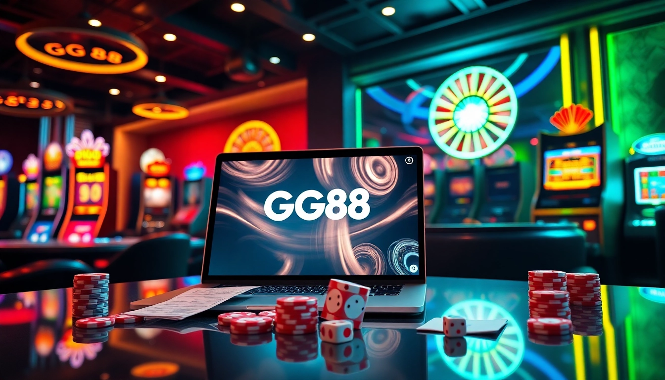 Experience the thrill of casino gaming at GG88 with vibrant tables and slot machines.