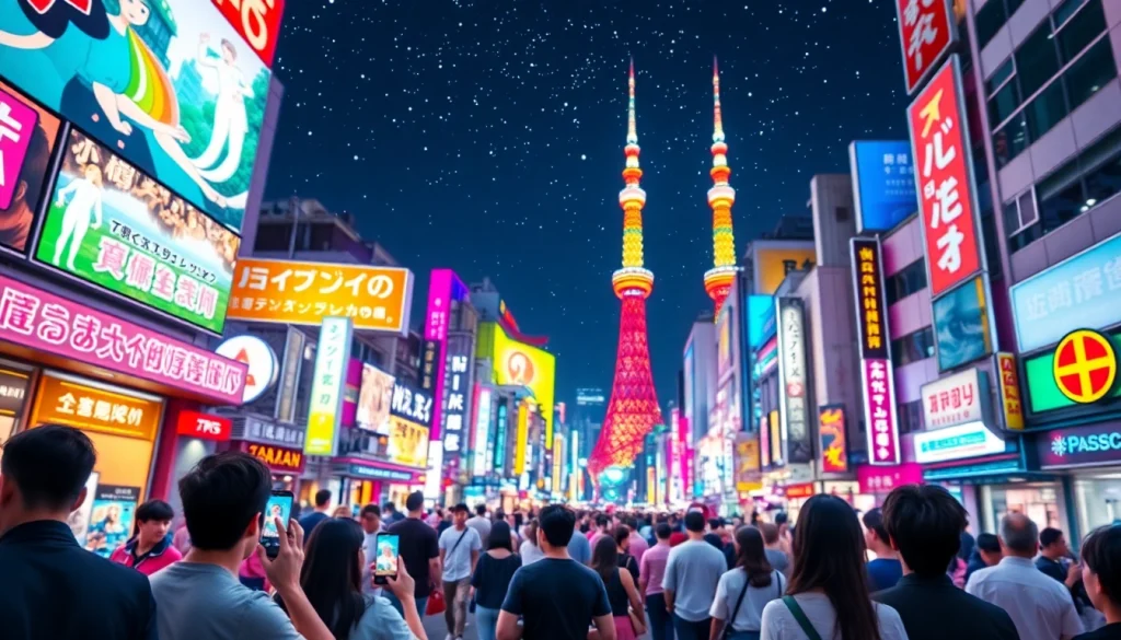 日本のトレンドトピックを紹介する活気ある森の街並みの画像