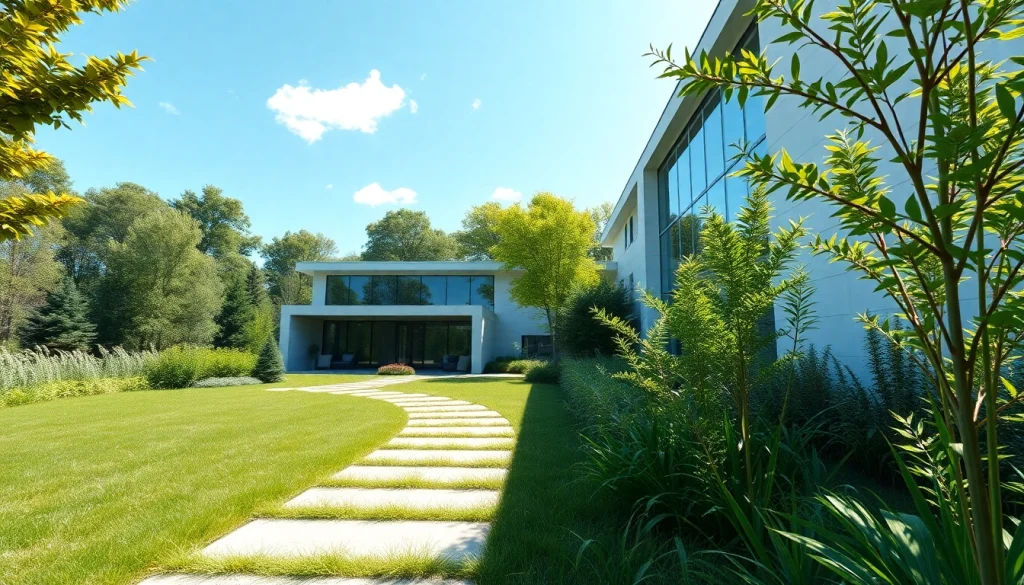 Showcases elegant Massachusetts residential architecture with modern design and natural landscape.