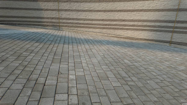 The stone paved road in front of the hotel