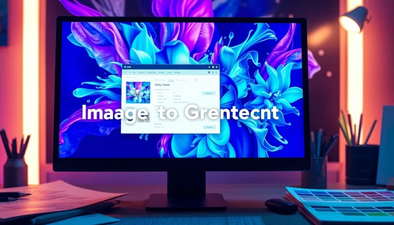 Generate precise image to prompt descriptions with an AI tool interface in an inspiring setting.