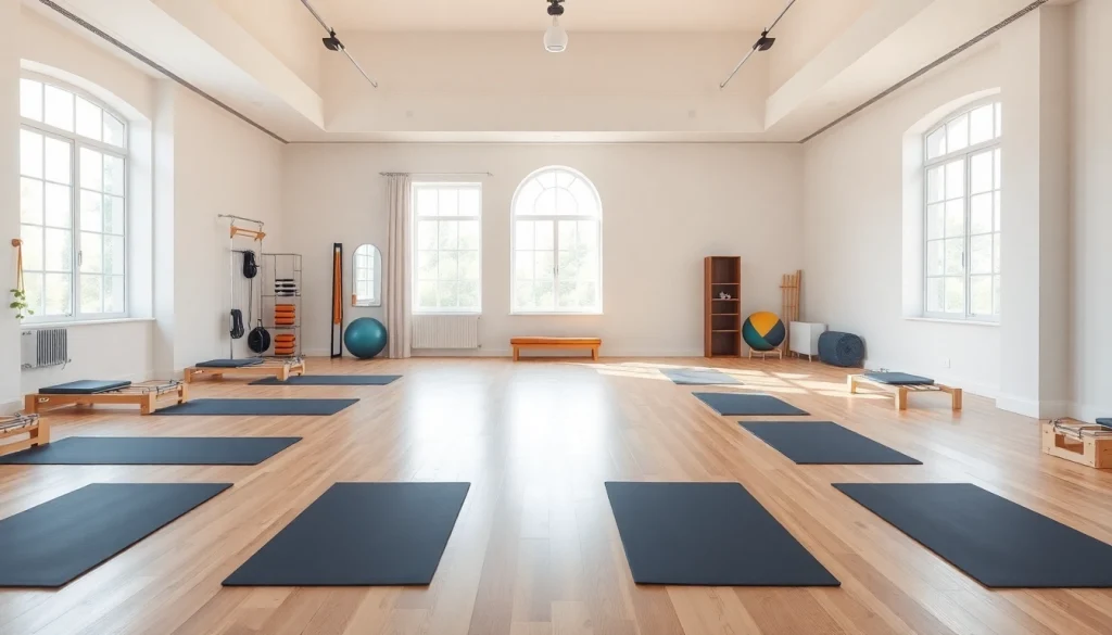 健康的なライフスタイルを促進するピラティスのおすすめを強調する、落ち着いた雰囲気のピラティススタジオ