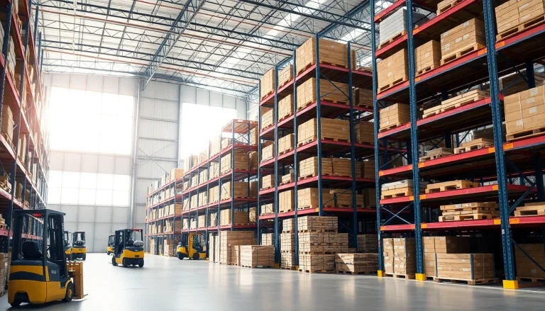 Efficient warehousing workflow showcasing organized storage systems and equipment.
