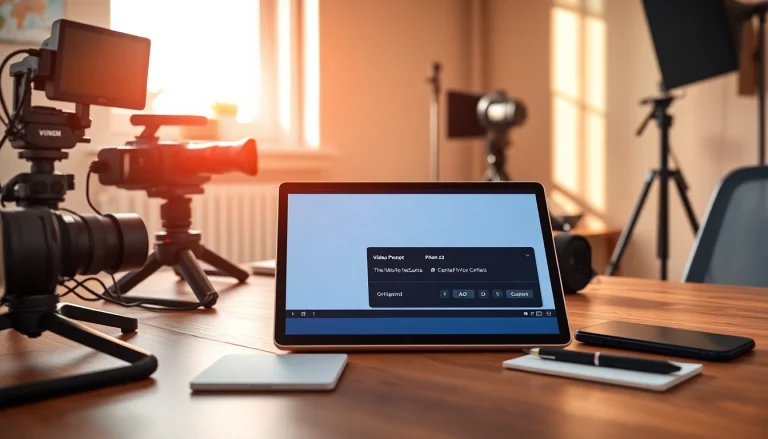 Transform video to prompt using AI technology on a sleek tablet with production tools.