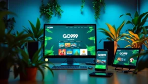 Engage with the GO99 online gaming platform, showcasing its vibrant interface and mobile app.