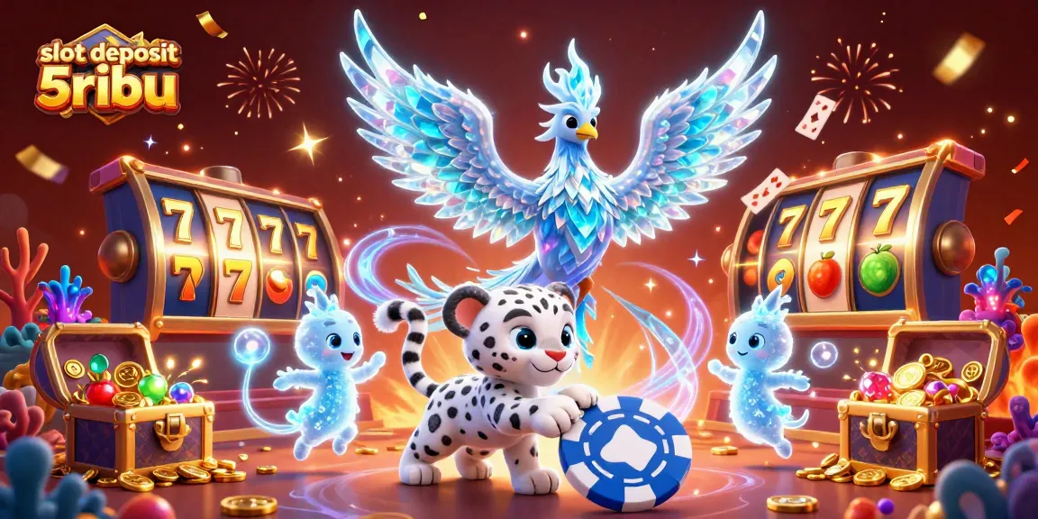 Engage in thrilling gameplay with slot deposit 5ribu, featuring sparkling slot reels and vibrant casino action.
