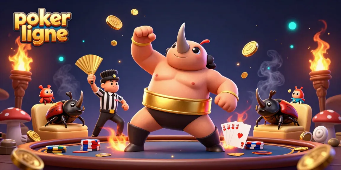 Jouez au poker en ligne avec des personnages caricaturaux dans un environnement dynamique et coloré.