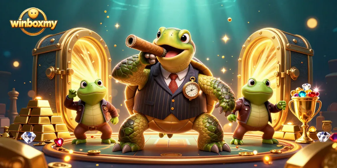 Engage with winboxmy's vibrant casino world featuring a fun, illustrated scene of characters celebrating wins.