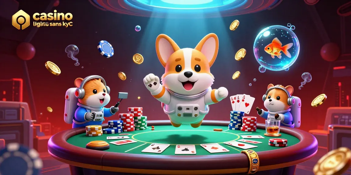 Jouez à un casino en ligne sans KYC avec des astronautes et des jeux de cartes flottants dans l'espace.