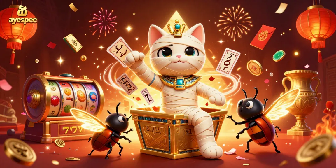 Permainan slot menarik di ayespee dengan karakter kucing mummy dan scarab di kasino